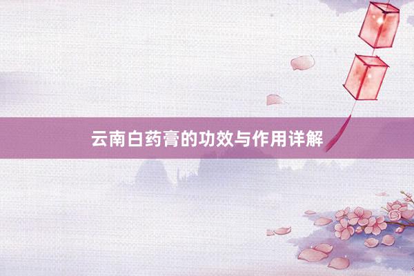 云南白药膏的功效与作用详解